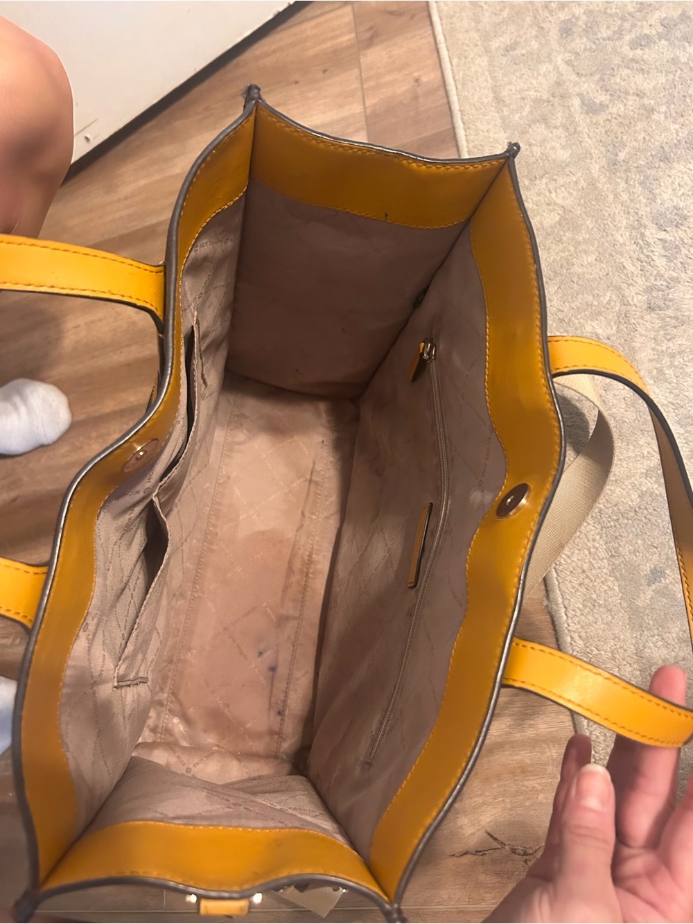 Michael Kors Brown Signature Tote with Yellow Trim - Picture 7 of 7